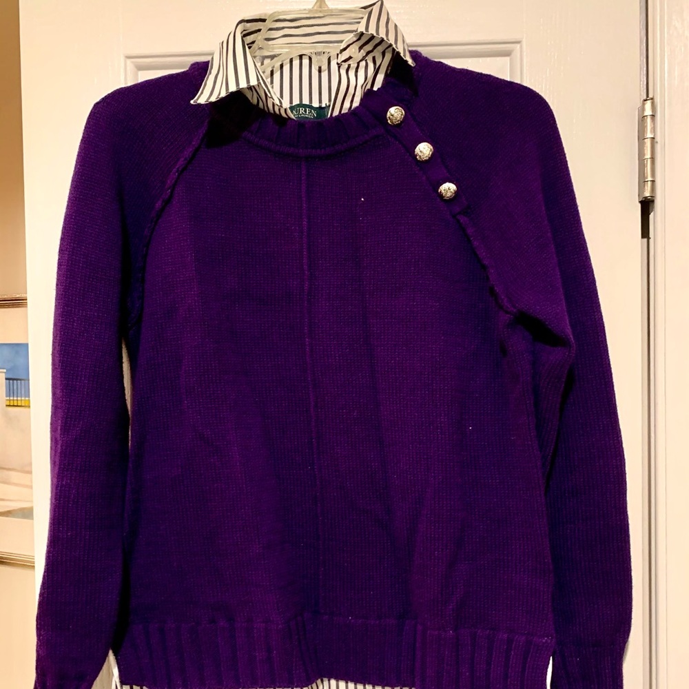 Purple pullover w/attached shirt (sleeves &collar)